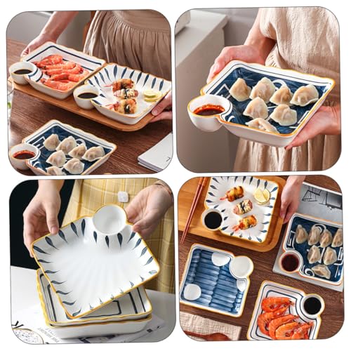 Set de 4 Platos Sushi Cerámica Cuadrados Irregulares miniatura 3