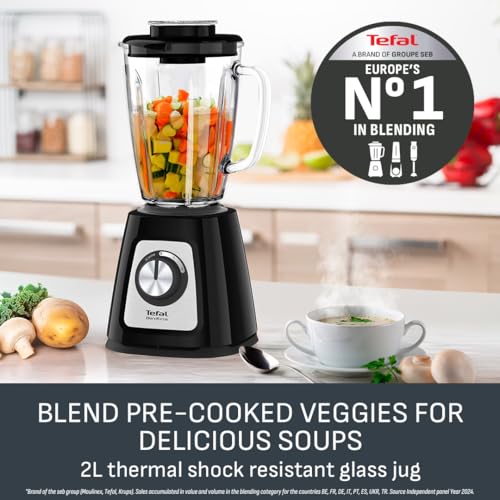 Tefal Blendforce II Blender, 2L Glass Jug, 1.25L Effective Capacity, 800W, 4 Removable Powelix Blades, Smoothie Blender, Ice Crush, 2 Speeds + Pulse, Black, BL435840 - Image 5