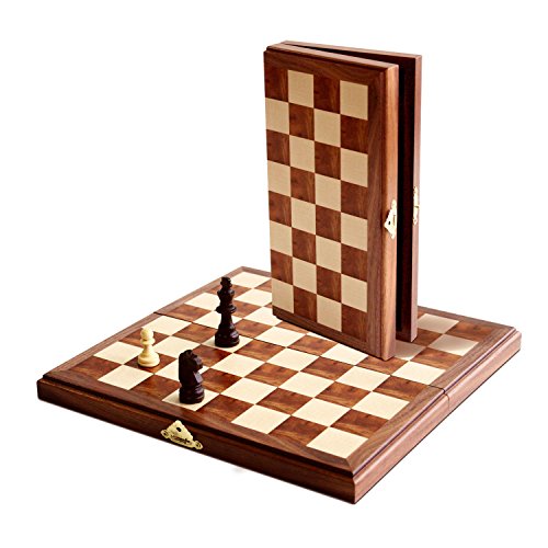 Échiquier magnétique en noyer portable jeu de voyage en bois