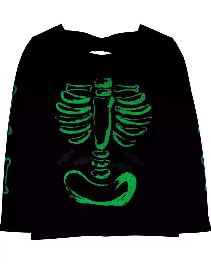 Carter's Toddler Girls Glow-in-The-Dark Halloween Skeleton Tee T-Shirt (3T) Black
