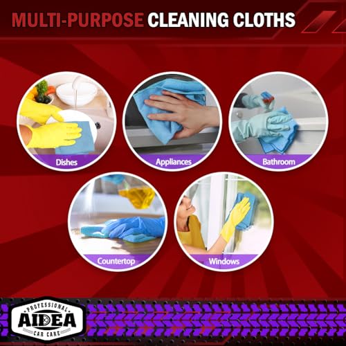 Image of AIDEA Microfiber Cleaning Cloth Blue 10PK, Microfiber Towels for Cars, Premium Car Cloths, Dusting Cloth Lint Free Cleaning Rags for SUVs, House, Kitchen, Window, Workshops,12x12 inch