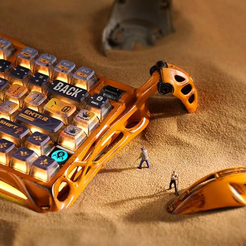Image of GravaStar Mercury K1 Pro Wireless Mechanical Gaming Keyboard, Aluminum Alloy 75% Layout, Hot-Swappable RGB Custom Keyboard with Linear Switches - Handcrafted Battle-Worn Yellow Edition