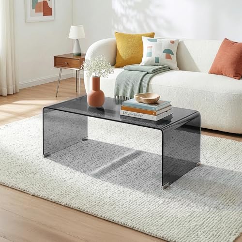 [en.casa] Table Basse Väsas en Verre Trempé de 10 mm Grand Plateau Rectangulaire Capacité de...