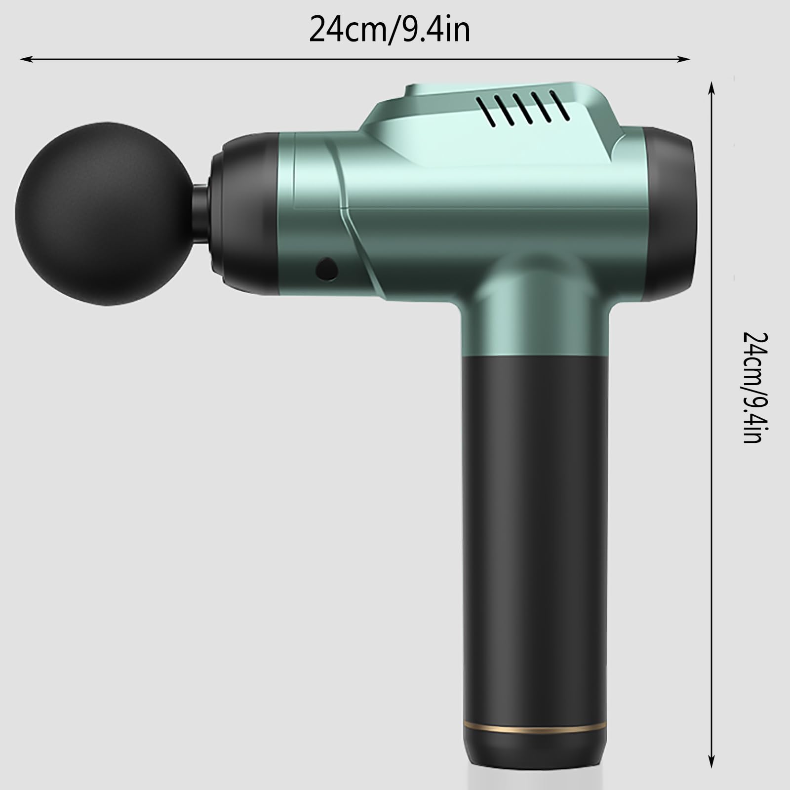 HAILM Pistolet Do MasażU MięśNi 6 BiegóW RęCzny MasażEr Do GłęBokich Tkanek Regulowany Za Pomocą 8 GłOwic Do MasażU PlecóW, Ramion, Szyi, CiałA, Odzyskiwania I MasażU Wszystkich MięśNi,Green