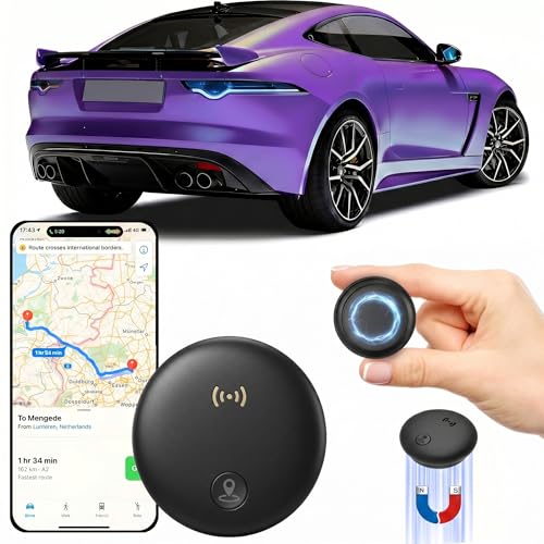 GPS Tracker Auto(Kompatibel mit iOS & Android) GPS Tracker Auto Ohne ABO Integrierte Starke Magnetische Saugkraft Mini GPS Tracker Globale Abdeckung Weltweite IP67 für Autos Motorräder Fahrrad