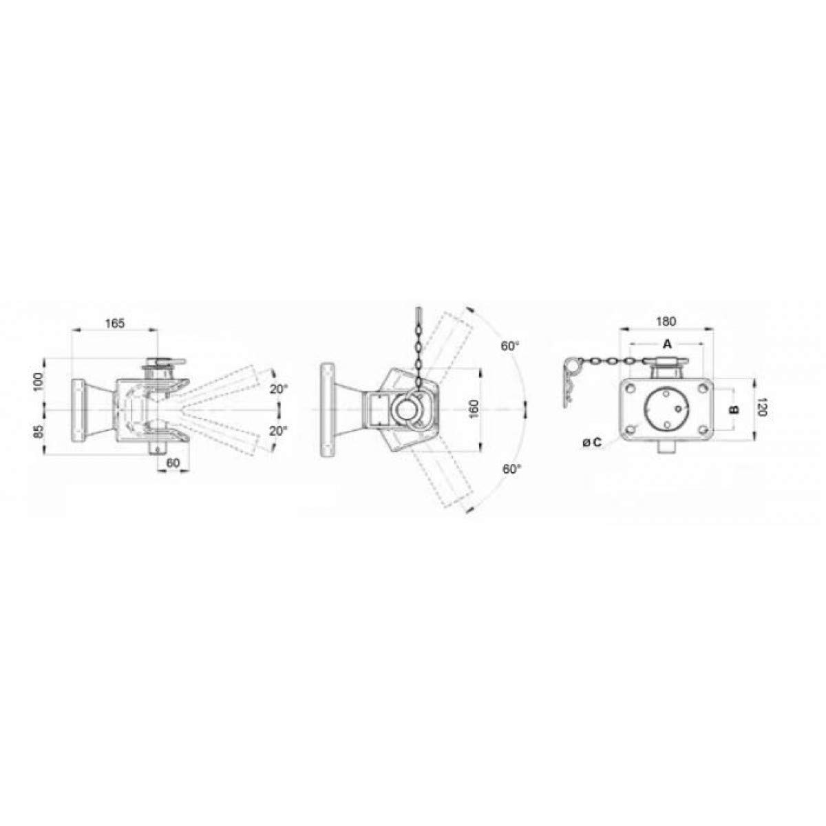 AMA, Gancio omologato,ø Perno 31mm interasse 120x55