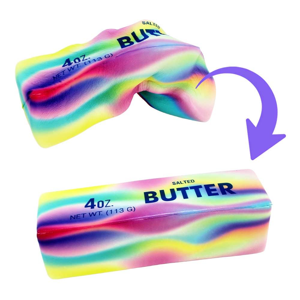 Butter Squishy Squeeze Spielzeug Regenbogen 12er Set | Langsam rückformend, Ca. 13 x 4 cm, Ab 3 Jahren, Antistress Spielzeug, Bunte Regenbogen-Optik