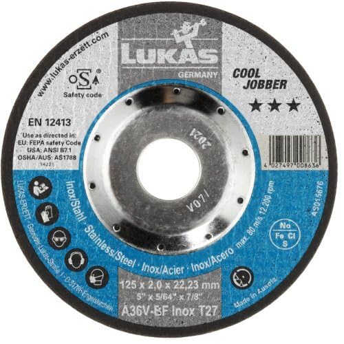 LUKAS ERZETT 25 discos de desbaste T27 para acero inoxidable 125 x 2 mm, para amoladora angular, A36V-BF, 13 x 13 x 10 cm