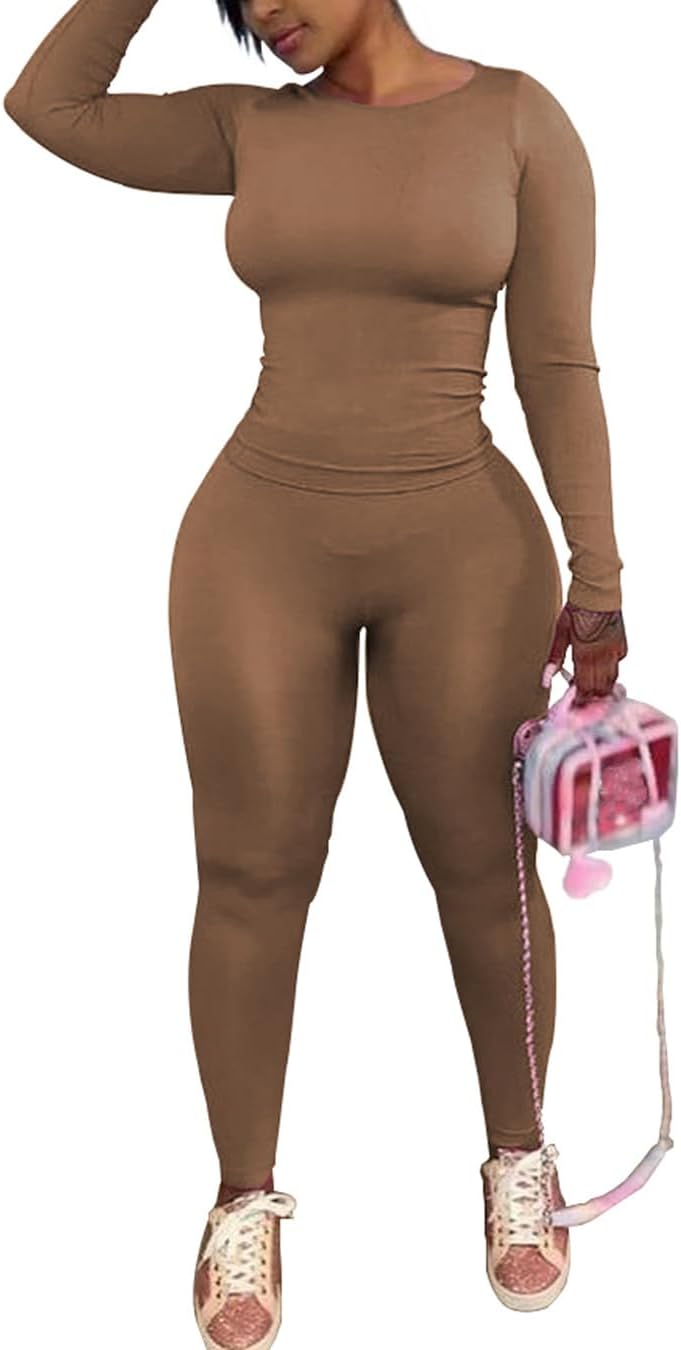 Women's 2 Piece Outfits Track Suits Long Sleeve Top Jogger Legging Pants Workout Sets for women