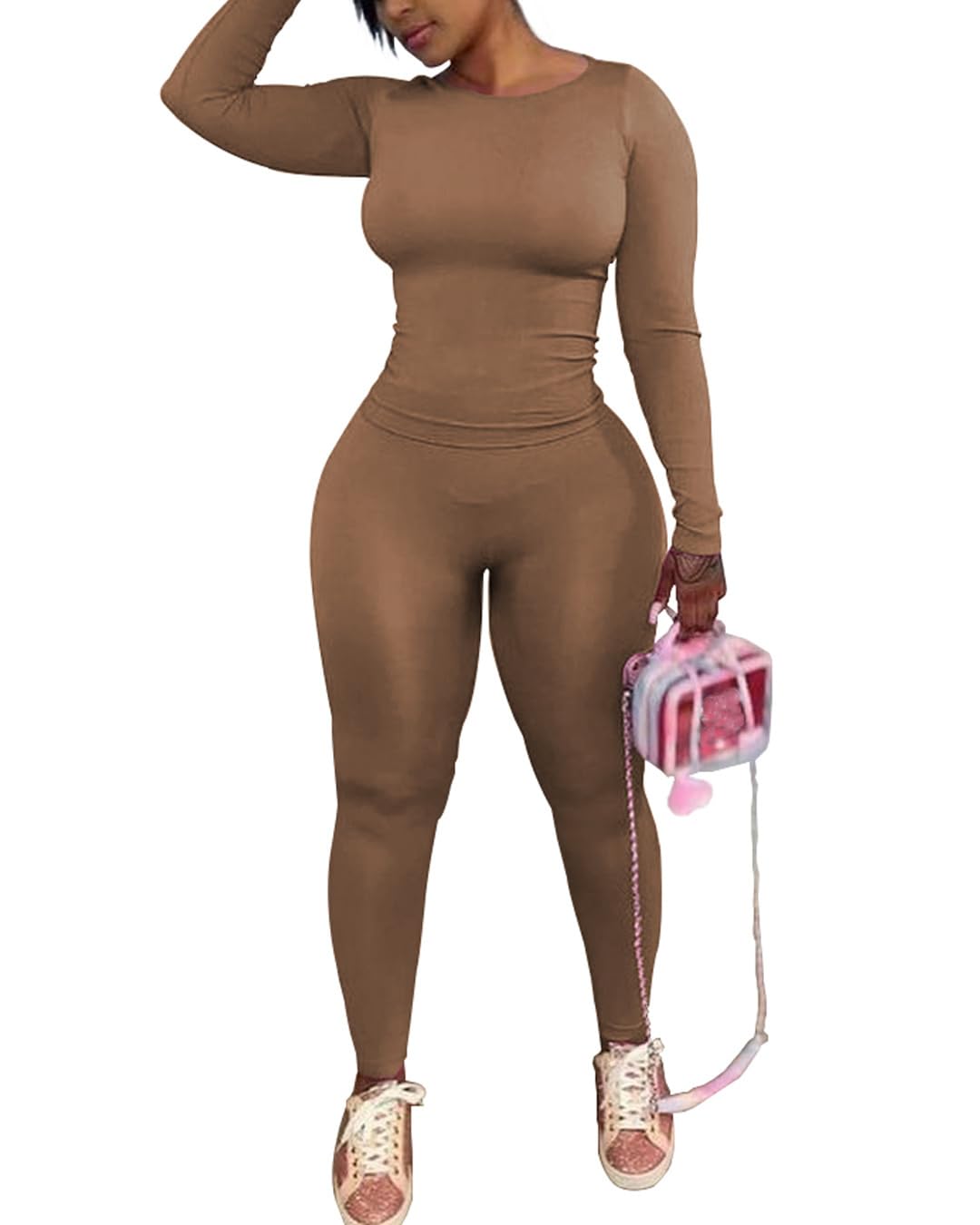Womens 2 Piece Outfits Track Suits Long Sleeve Top Jogger Legging Pants Workout Sets for women