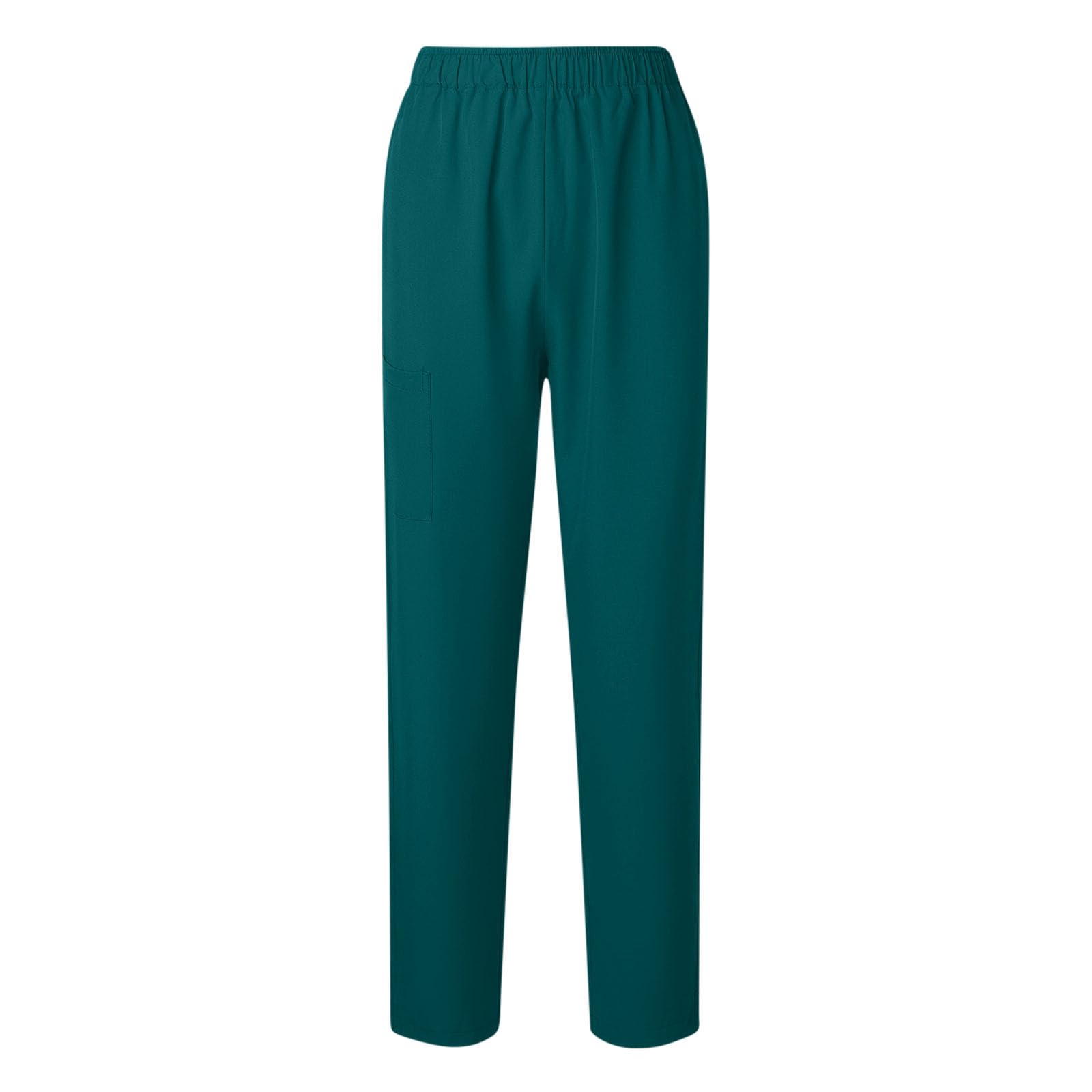 Women Scrub Pants Straight Leg Pull-on Pant Elastic Waist Stretchy Bottoms Nursing Work Trousers with Pocket