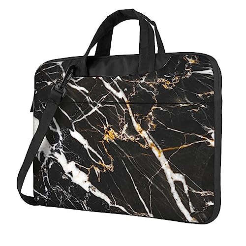 Sac à bandoulière ordinateur portable 13 pouces étanche motif marbre noir housse PC