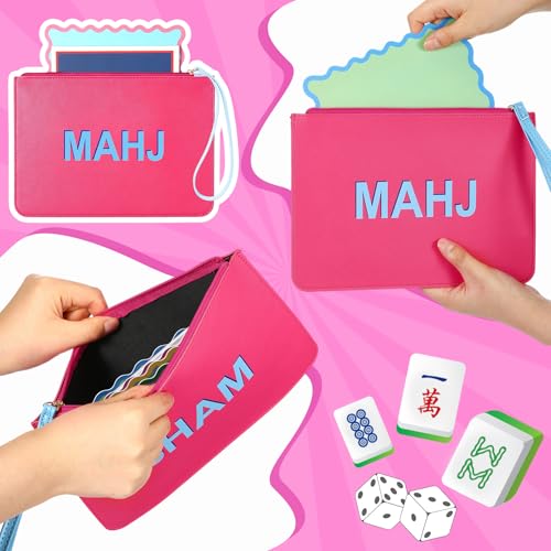 Bolsa protectora de cuero para cartas Mahjong 24 x 17 cm miniatura 3