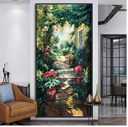 Tableau fait main forêt verte pour habiller un grand mur vide de salon