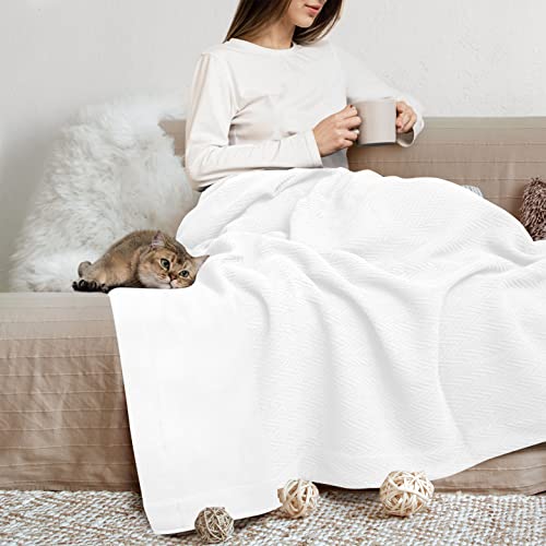Thread Spread 655471375739 100% Pure Cotton, Luxury King/California King Size White Blanket cover