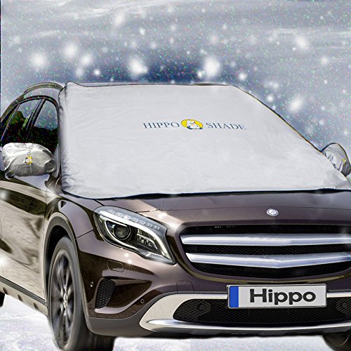 Big Hippo Snow Cover, Magnetic Windshield Snow Cover and Mirror Covers Used for Storage Pouch - Ice Frost Windshield Cover Wind Proof Car Cover in All Weather, Fit for Cars, Trucks, SUV, Vans Vehicle