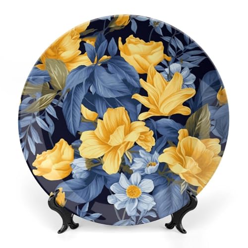 Plato decorativo de porcelana azul con base 6 pulgadas miniatura 1