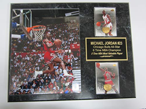 Michael Jordan Chicago Bulls 2 Card Collector Plaque #1 w/8x10 SLAM Dunk Photo