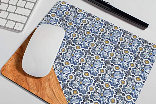 Preisvergleich Produktbild Holz Blau Mosaik Mauspad Niedlich Sommer Mousepad Damen Schreibtischzubehör Bürobedarf Einzigartiges Geschenk für Mitarbeiter A328