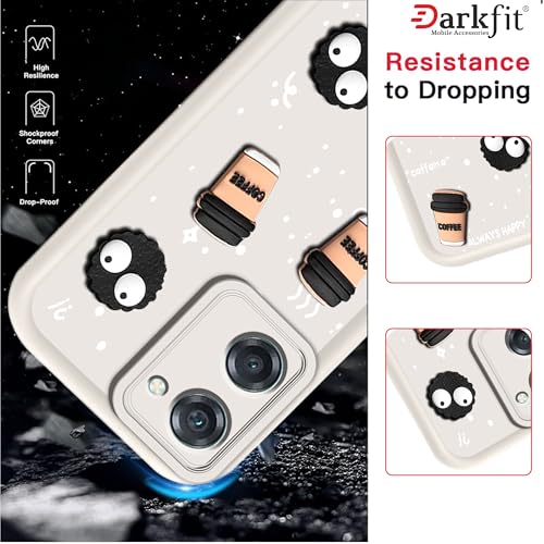 Image of Back Case Cover Compatible with Vivo T3 Lite 5G | Cute Fun Cartoon Ball 3D Coffee Silicone Case | Body Protection | Camera Protection | Shock Proof | Color White | Pack of 1