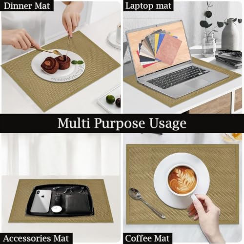 Image of Amazon Brand - Umi PVC Vinyl Basket Design Placemat STBT001 | Heat Resistant, Wipe Clean, Anti-Skid Table Mats for Dining Table, Kitchen & Home Decor (30x45 CM Yellow Set of 2)