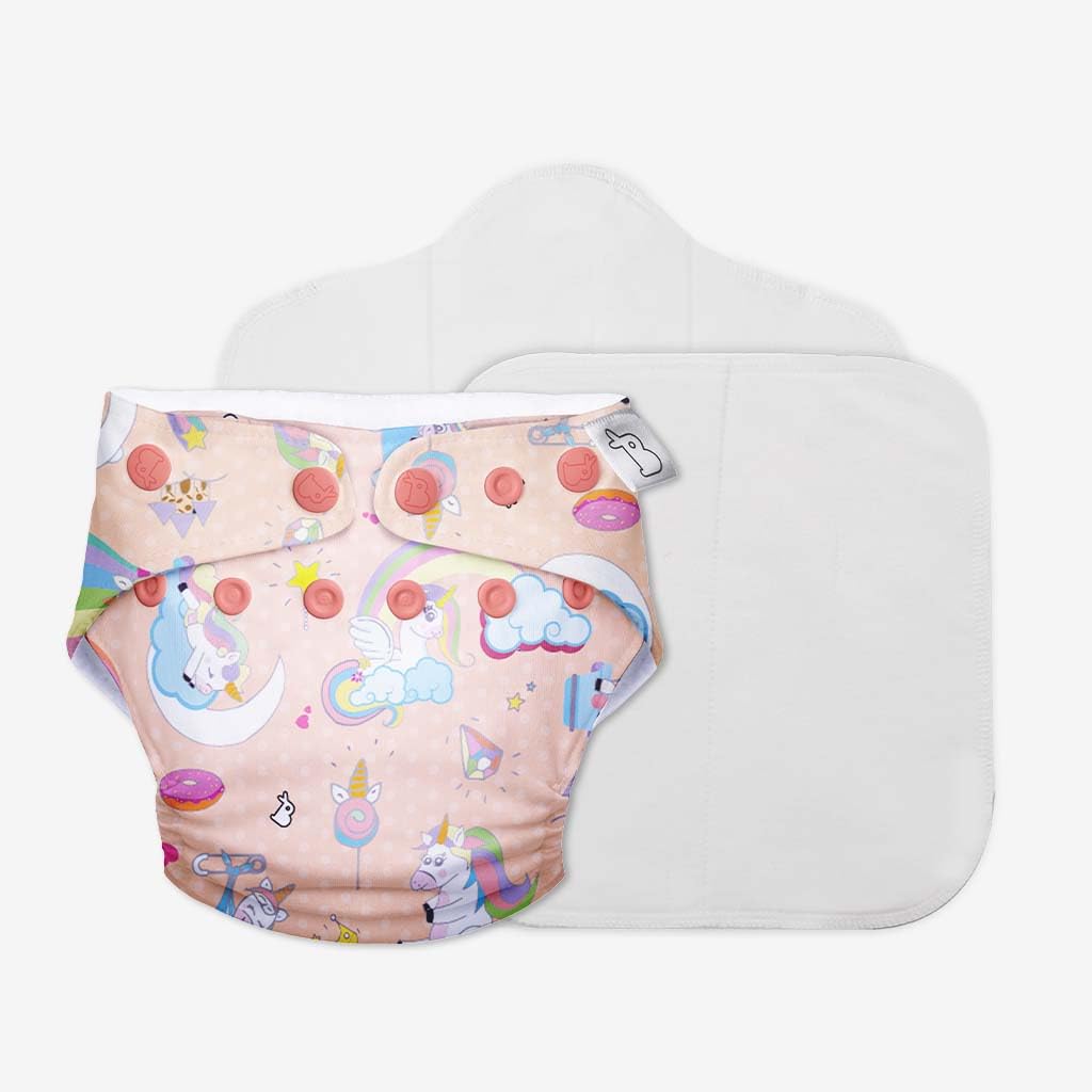 SuperBottoms UNO Freesize Cloth Diaper | Cloth diaper for babies 3M to 3Y | Washable & Reusable cloth diaper | Comes with 1 Outer Shell + 1 Organic Cotton Pad + 1 Booster | Unicorn-image-43