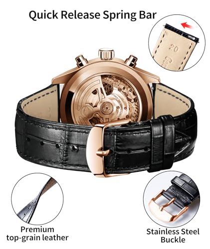 Image of BINLUN Leather Watch Band Genuine Calfskin Replacement Watch Strap Quick Release Crocodile Pattern 10 Colors 13 Sizes for Men Women(10mm,12mm,14mm,16mm,17mm,18mm,19mm,20mm,21mm,22mm,23mm,24mm)