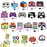 20PCS Game Straw Cover Cap for Stanley Cup 40oz/30oz Tumbler, 10mm Reusable Cute Drinking Straw Topper Accessories, Portable Protector Plugs Decorations Gifts for Party Favors
