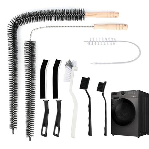 8 PCS Multi-Purpose Washing Machine Cleaning Brush, Dryer Vent Cleaner Kit, Crevice Brush for Bathroom, Grout & Sink, Household Tile Cleaning Tools, Long Handle Tools for Front Load & Top Load Washers