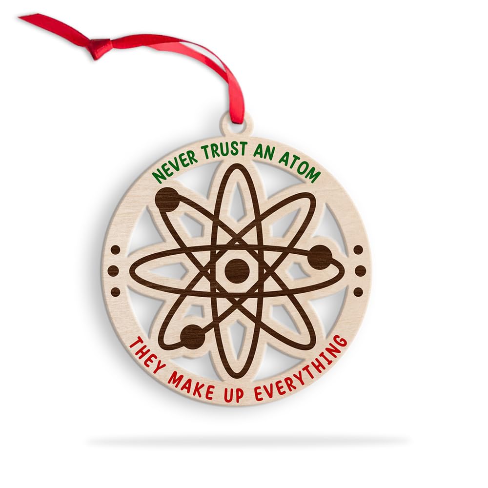 Cadeau de Noël pour enseignants STEM avec cet ornement atomique bois