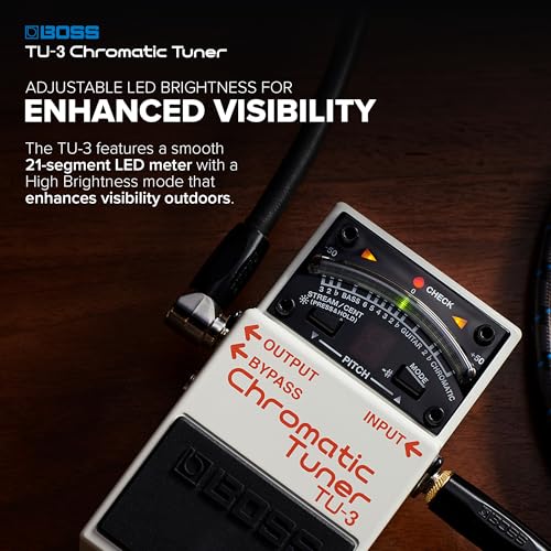 Image of BOSS TU-3 Compact Chromatic Tuner | Perfect for Guitar & Bass | Industry-Standard Performance | Tank-Tough BOSS Stompbox Body | 21-Segment LED Meter | Accu-Pitch Sign Function | 21-Segment LED with High-Brightness, Guitar and Bass Modes, Accu-Pitch Verification, Mute, DC Out, 9V and Psa Power