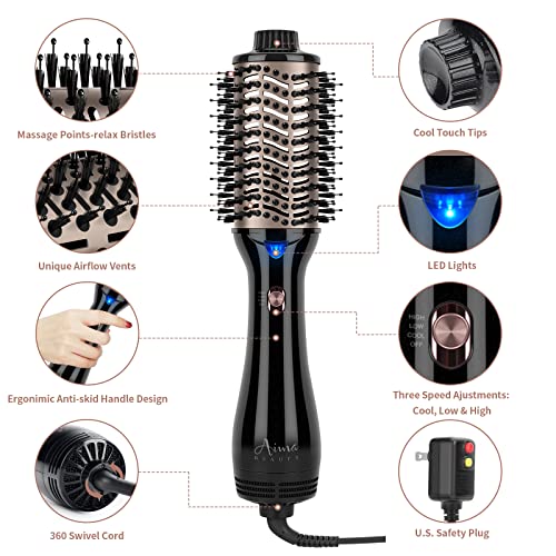 One Step Hair Dryer & Volumizing Hot Air Brush, Hair Blow Dryer Brush, Ceramic Straightener Brush, Curler & Hot Comb 4 In 1 Salon Ionic Hair Brush, Hair Styling Tools, Black #TOP2