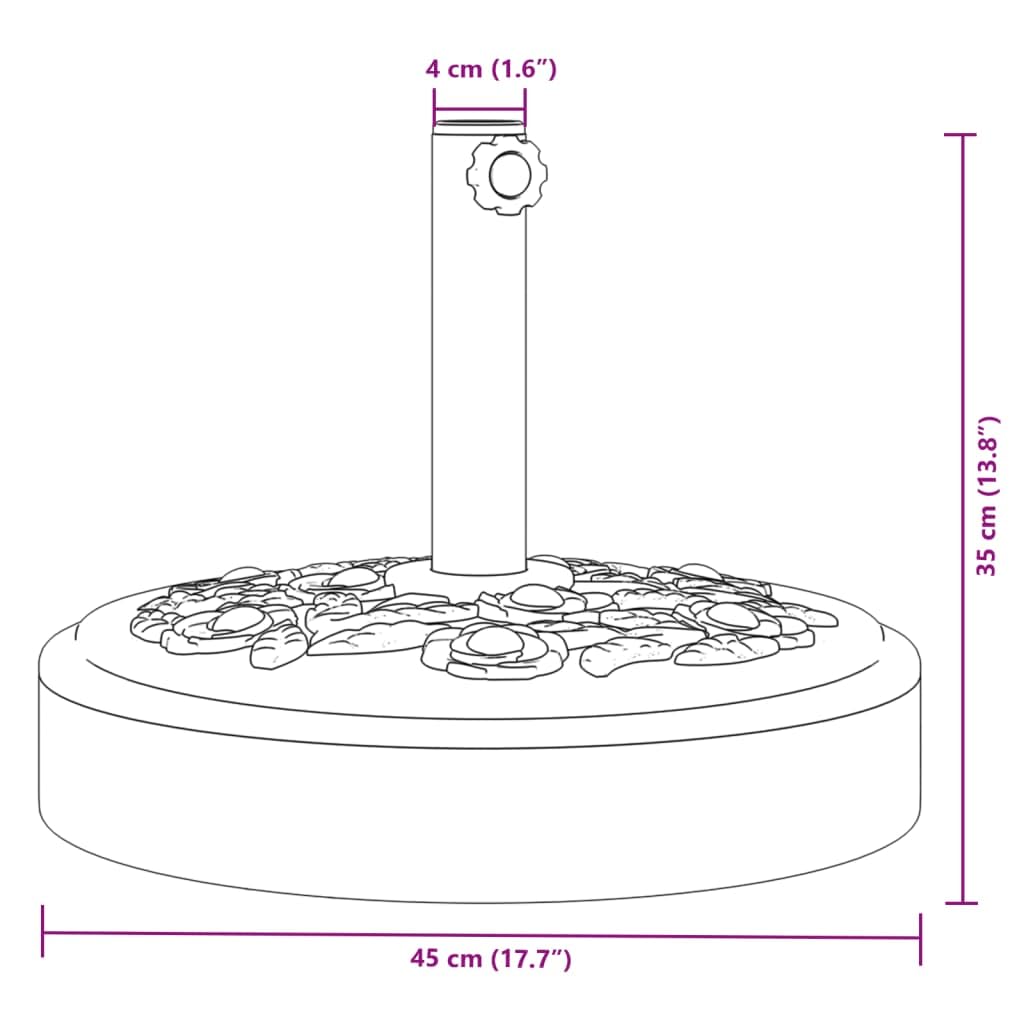 Stojak na parasol przeciwsłoneczny 25 kg z kwiatowym wzorem, stabilny stojak na maszt Ø 38/48 mm, odporna na warunki atmosferyczne podstawa z PE i betonu, idealny na balkon, taras, do ogrodu