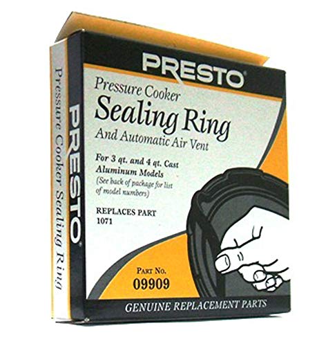 Presto Sealing Ring/Gasket and Air Vent 09909 (5 Pack), Rubber, 10 inches, Pressure Cooker Replacement Parts