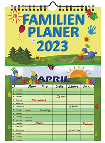 Familienplaner 2023 mit 5 Spalten Familienkalender A4 Terminplaner Wandkalender Cover