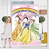 Princess Photo Door Banner,Princess Face Photography Fabric Banner Background for Kids Birthday Part