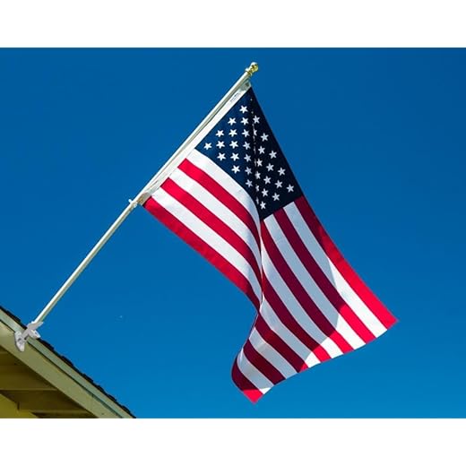 Flag Pole Kit: Includes Tangle Free Flag Pole, Flag Pole Bracket and American Flag - Made in USA. Great for Residential or Commercial. Brushed Aluminum Flag Pole. (American Classic White Kit)