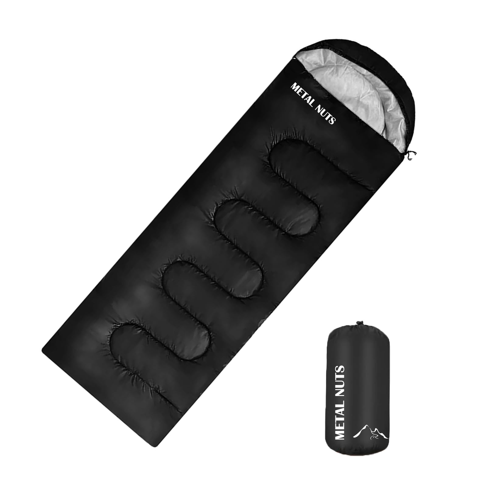 Sleeping Bags for Adults – Lightweight Waterproof 3-Season Sleeping Bag for Camping Hiking Backpacking Travel, Warm Compact Portable Outdoor Indoor Sleeping Bag with Compression Sack, Black