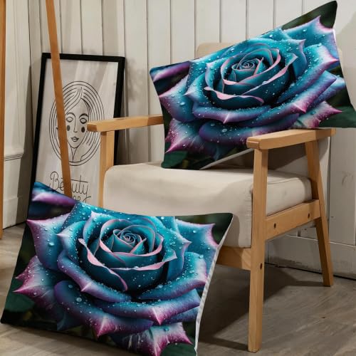 Housse de couette 160x200 anti-plis à fermeture éclair cachée rose et bleue
