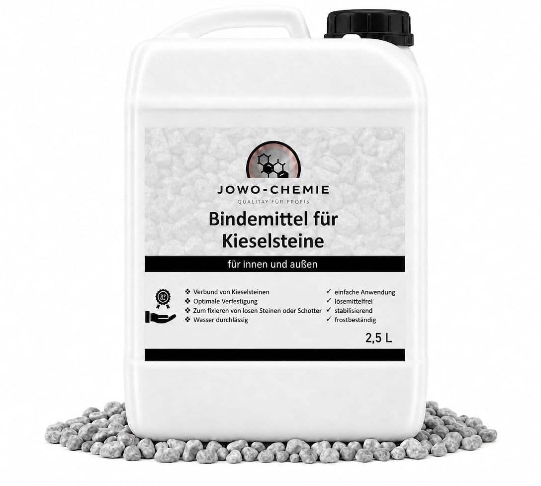 Liant pour gravier (2,5 l) - Transparent - Séchage - Pour galets / paillis de toutes sortes de chemins de pierre - Pour solidifier et fixer