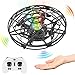 Baztoy UFO Mini Drone, RC Helicopteros Teledirigidos & Control de Mano de 360° Rotación con Luces LED, Juguete Volador Mini Dron Juguete para Niños 3 4 5 6 7 8 9 10 11 Años Regalos Cumpleaños(Plata)