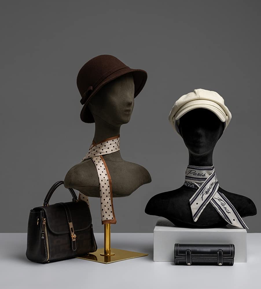 Female Mannequin Head Kobiecy manekin Stojak na perukę i uchwyt do stylizacji, modelowania i wyświetlania włosów, czapek i tresek-do domu, salonu i podróży, z metalowym wspornikiem (Color : Gray-1,