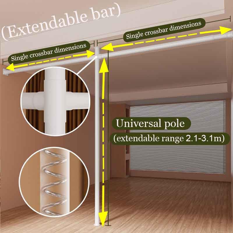 Tenda Pieghevole per Porta, Tenda divisoria per Ambienti Schermo divisorio per la Camera da Letto, Tenda divisoria Senza Fori, Tenda Oscurante con Asta telescopica(*14,2.2m-3.2m)