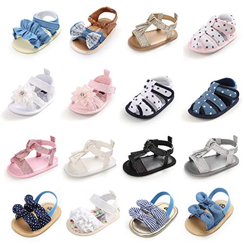 Babelvit Infant Baby Girls Candy Flower Sandals Soft Soles Bowknot Princess Dress Summer First Walker Crib Shoes