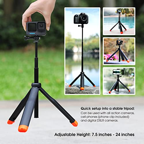 Soonsun 4-In-1 Floating Selfie Stick For Gopro Hero 11, 10, 9, 8, 7, 6, 5, 4, 3, Max, Fusion, Session, Dji Osmo, Akaso, Insta360 - Use As Floating Handle, Extendable Monopod, Hand Grip, Tripod Stand #TOP3