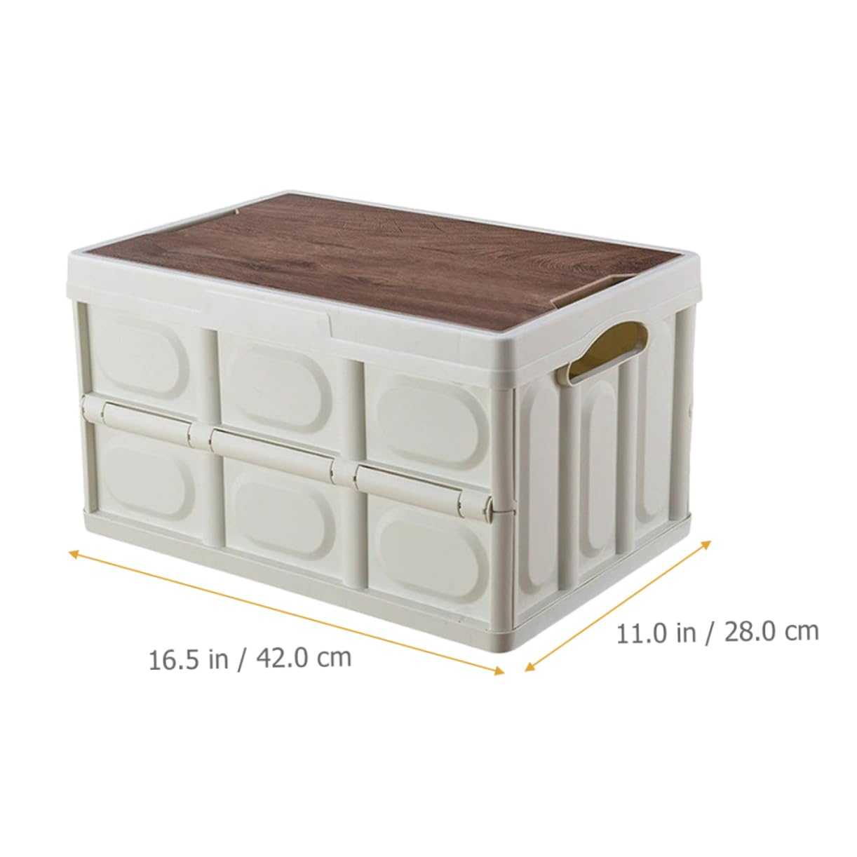 INOOMP Caja de Almacenamiento Plegable Tapa, Blanco, Madera y Pp