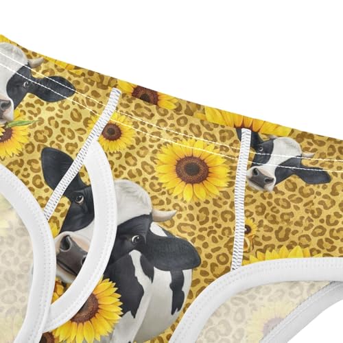 CHIFIGNO Cute Cows Yellow Sunflowers Briefs for Boys Printed Cotton Underwear Toddler Boys Soft Underwear Briefs4