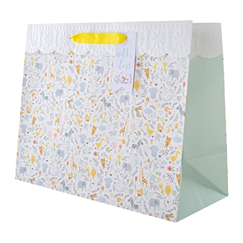 Hallmark Large New Baby Gift Bag - Cute Illustrated Design Cute Animals Gift Bag