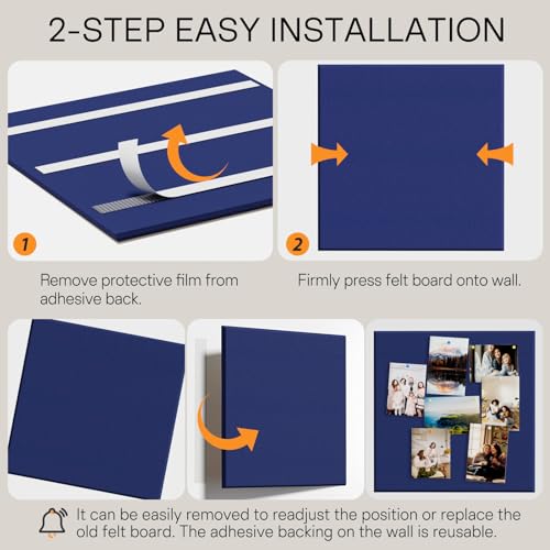 Image of MaxGear Extra Large Bulletin Board 72 inch x 48 inch, Dark Blue Felt Wall Tiles