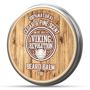 Viking Revolution Cedar & Pine Beard Balm – Butter with Argan Oil, Softener & Moisturizer for Men – Wax for Beards (2oz, 1 Pack)